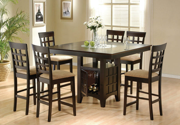 Juego de comedor Gabriel de 7 piezas cuadrado de altura de mostrador, color capuchino