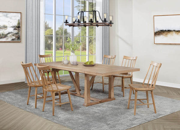 Juego de comedor extensible Middleton de 7 piezas, color marrón natural
