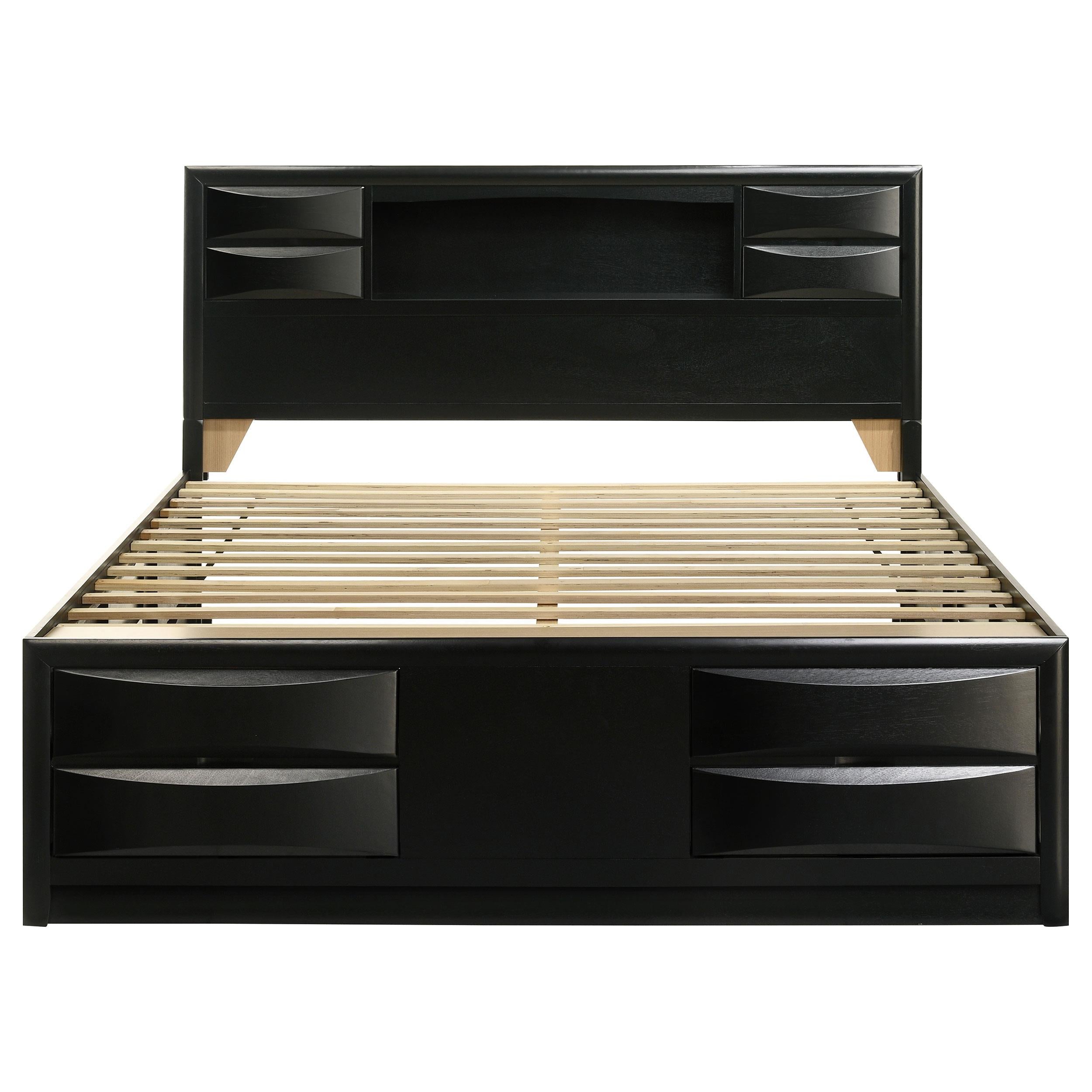 Briana Wood Eastern King Storage Bookcase Bed Black