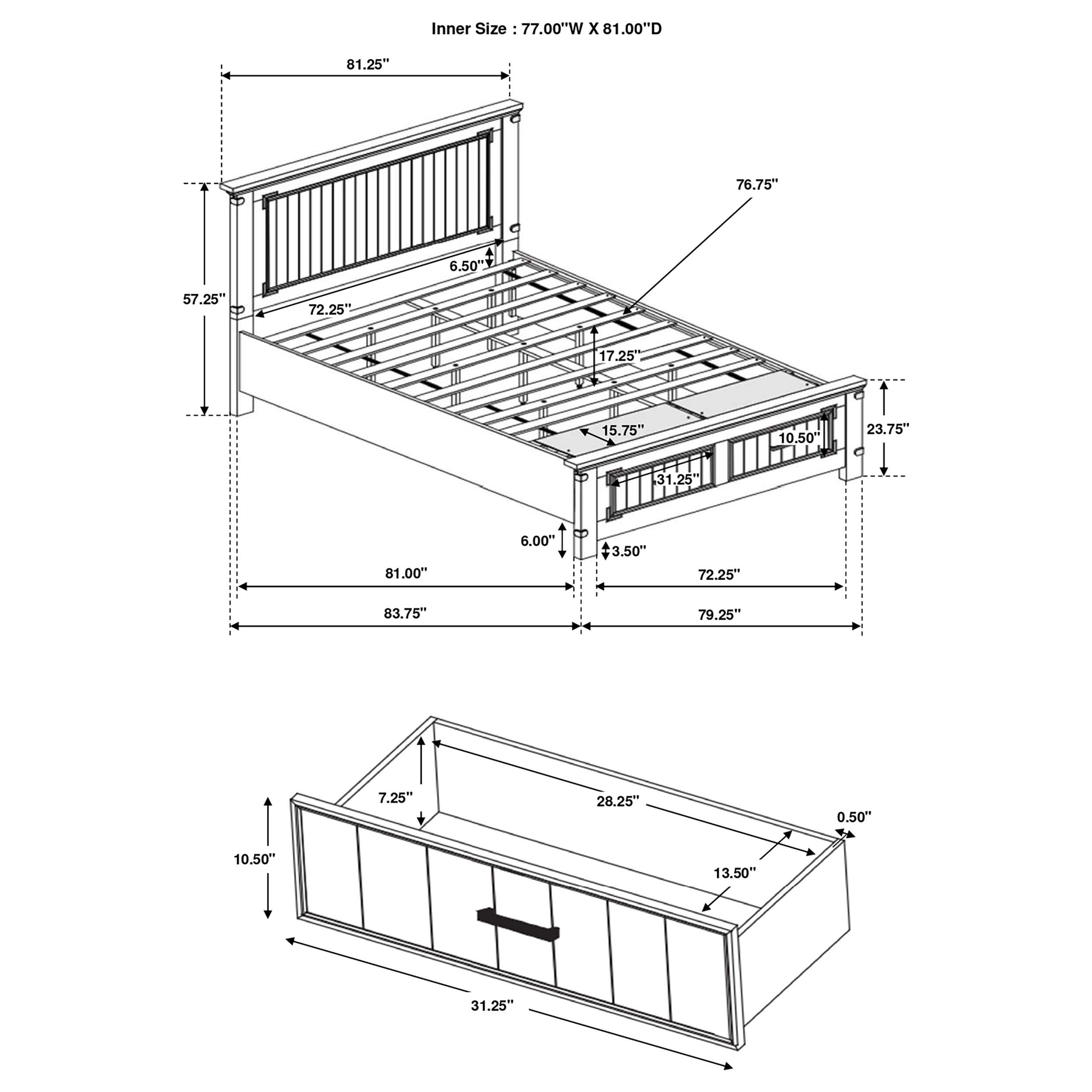 Brenner Wood Eastern King Storage Panel Bed Rustic Honey
