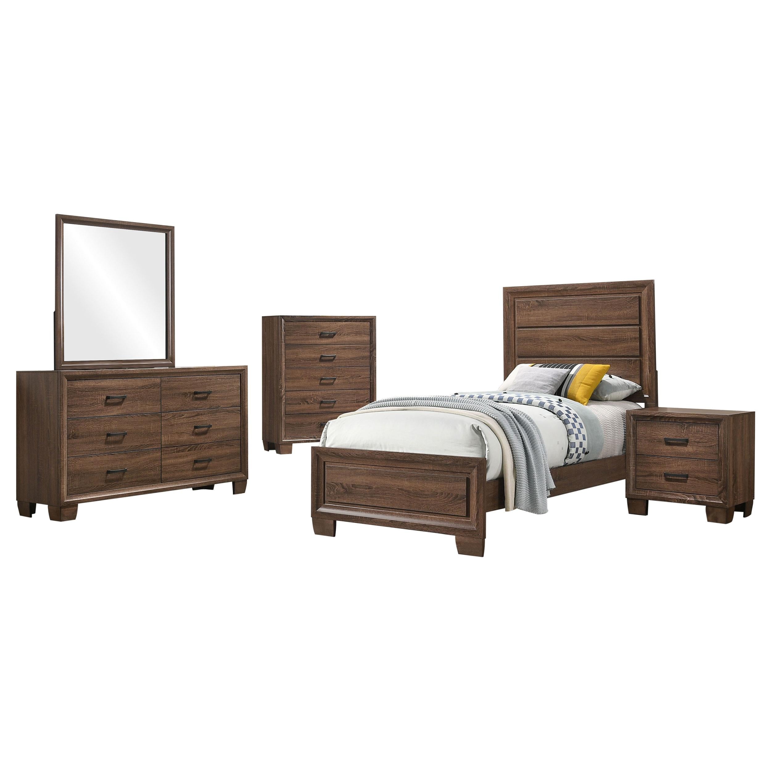 Brandon 5-piece Twin Bedroom Set Warm Brown