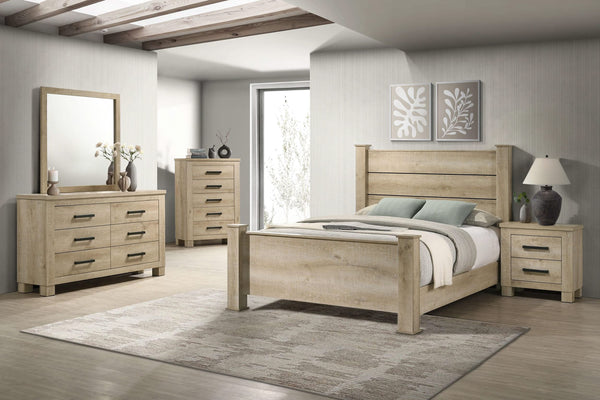 Juego de dormitorio Oakglen Eastern King de 5 piezas, roble desgastado