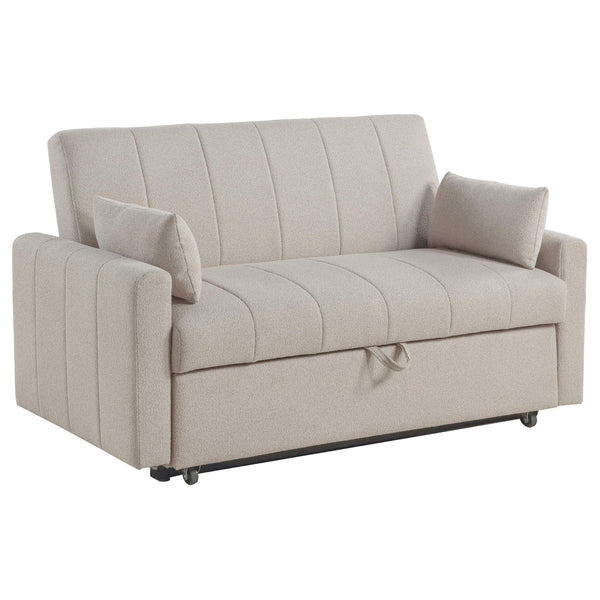 Sofá cama tapizado Portland Boucle color café con leche
