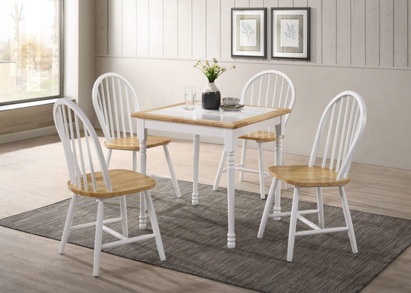 Juego de mesa de comedor cuadrada Windsor de 5 piezas Carlene, color blanco