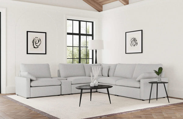 Seccional reclinable eléctrico modular Collins de 6 piezas, gris