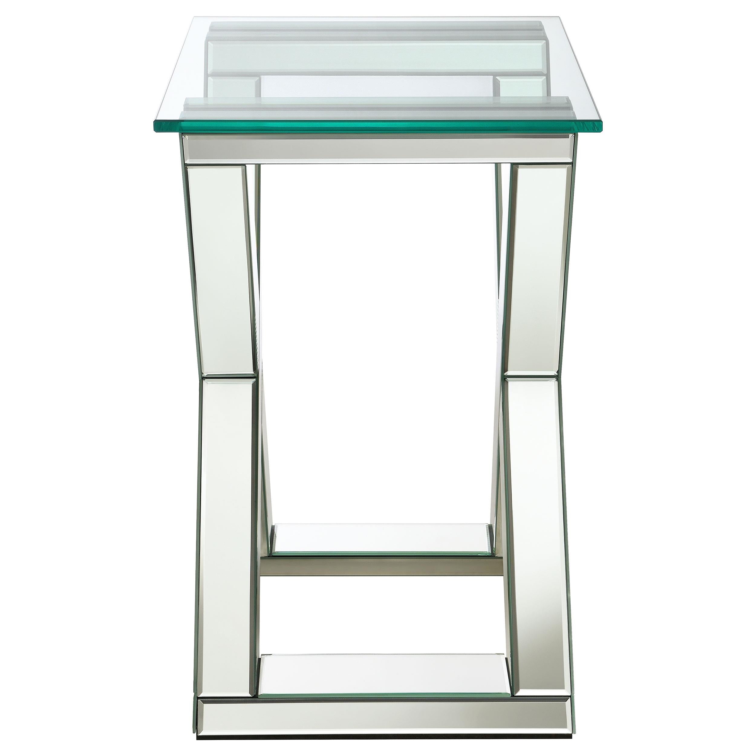 Bonnie Rectangular Mirrored Glass Top End Table Silver