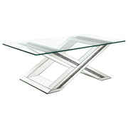 Bonnie Rectangular Mirrored Glass Top Coffee Table Silver