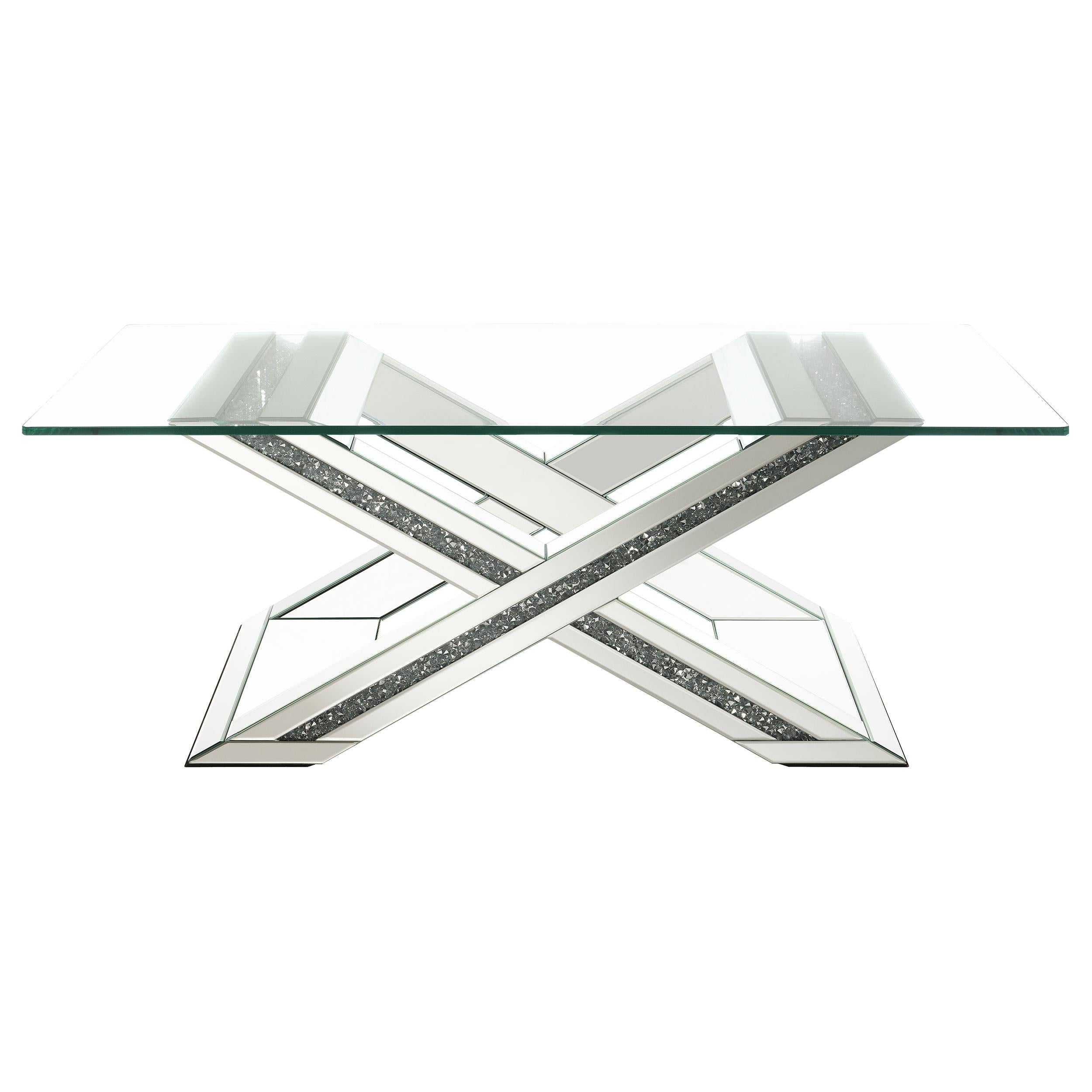 Bonnie Rectangular Mirrored Glass Top Coffee Table Silver