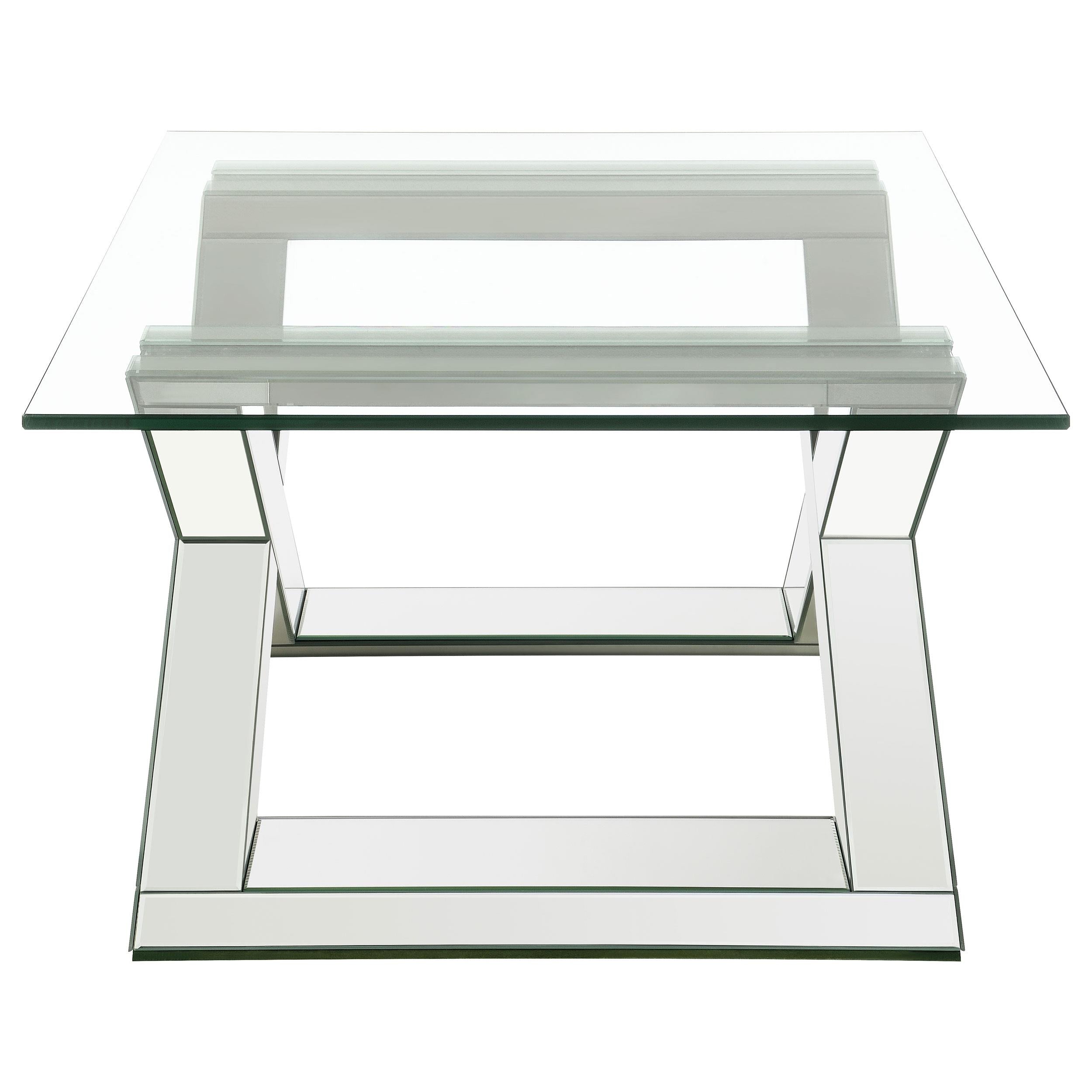 Bonnie Rectangular Mirrored Glass Top Coffee Table Silver