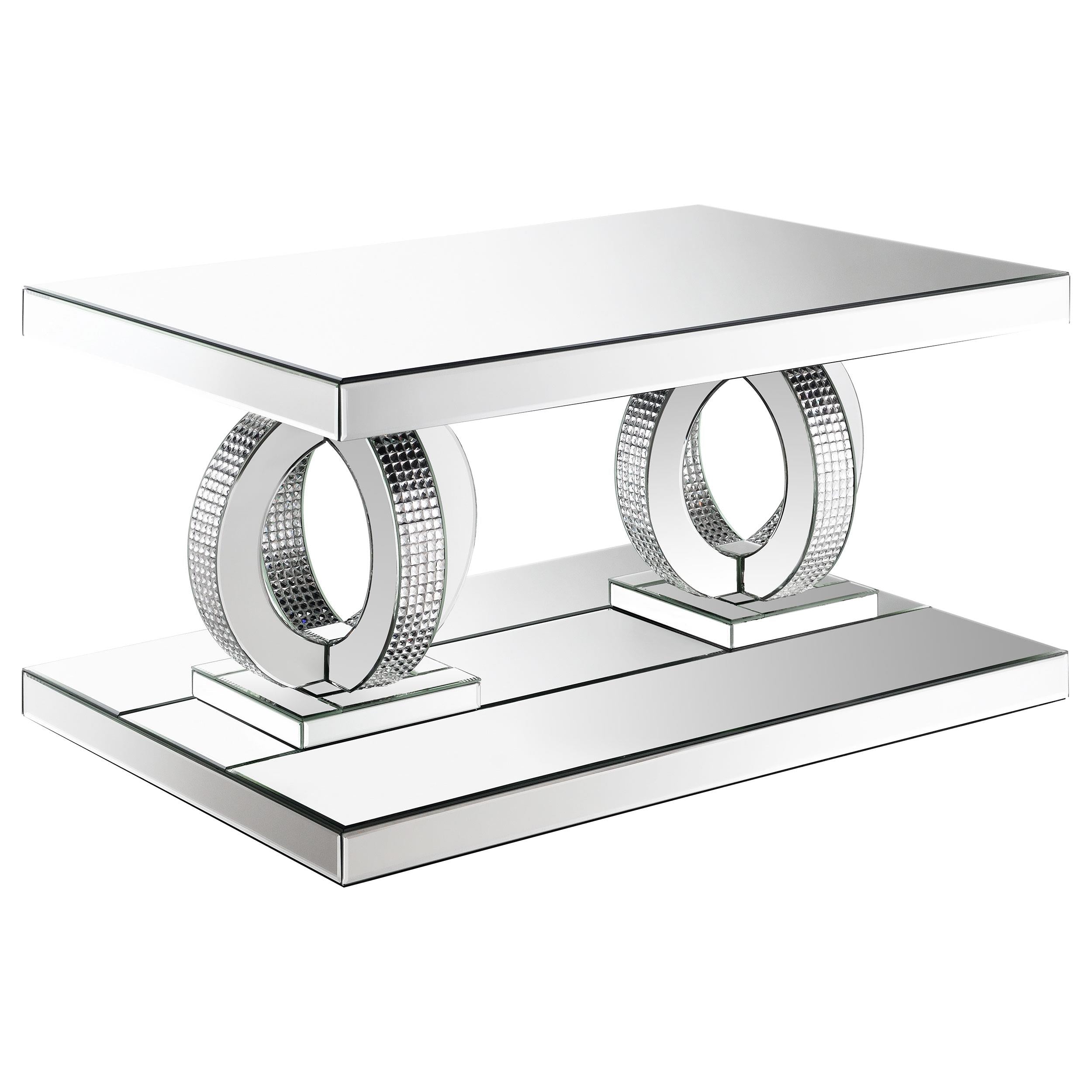 Breena 2-piece Mirrored Coffee and End Table Set Silver