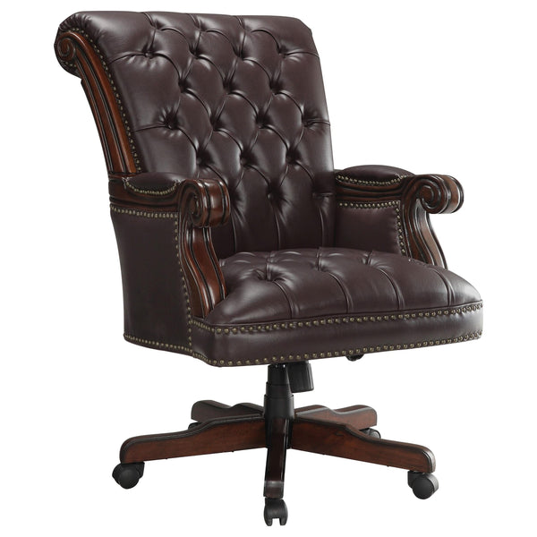 Silla de escritorio ejecutiva tapizada Calloway en marrón oscuro