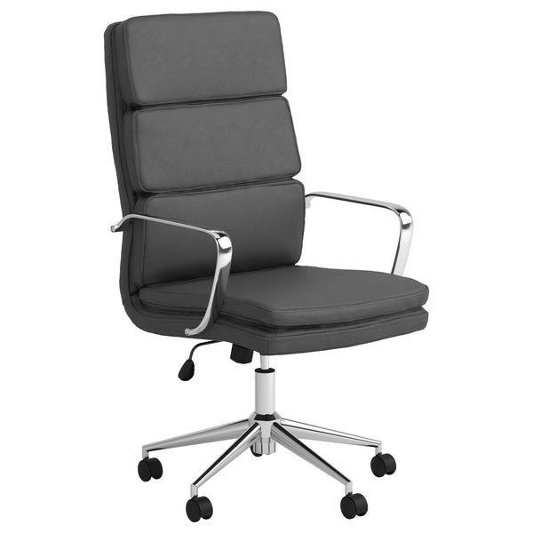 Silla de oficina Ximena tapizada con respaldo alto ajustable, color gris