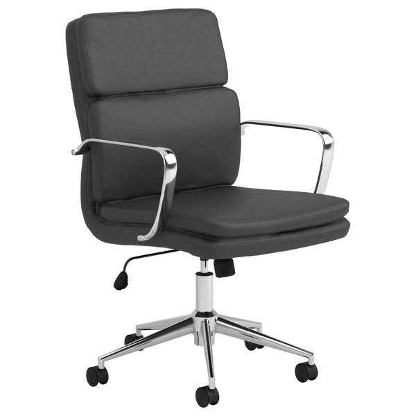Silla de oficina Ximena tapizada con respaldo medio ajustable, color negro