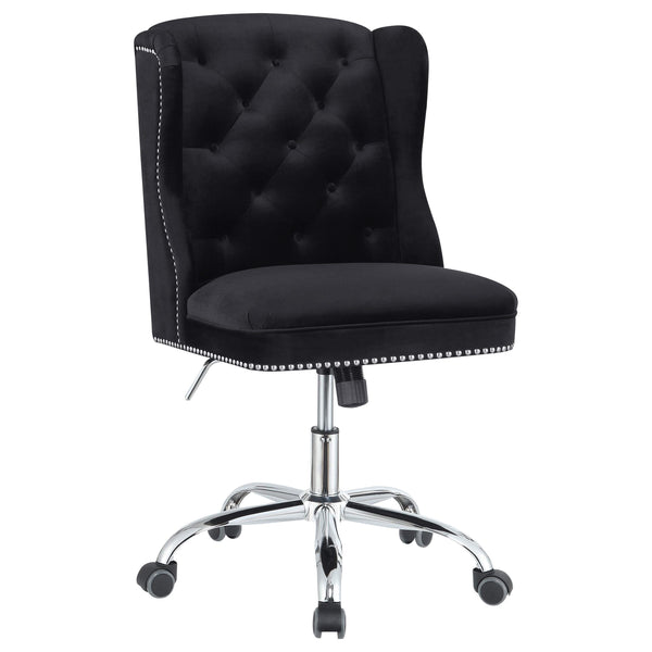 Silla de oficina Julius tapizada con mechones negros y cromados