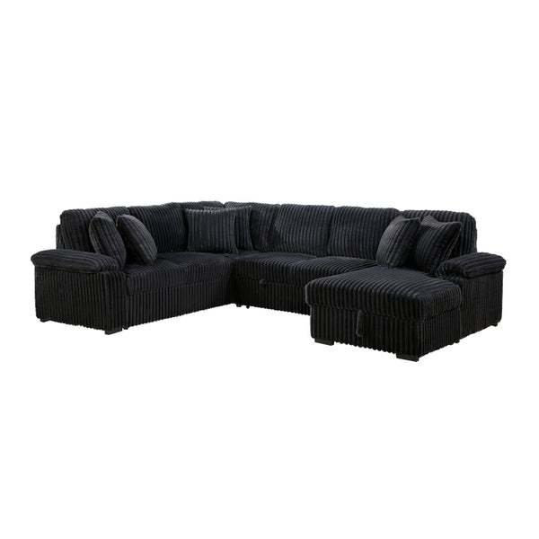 Ridge Collection 3-Piece Sectional with Pull-out Bed, Right Side Chaise and Hidden Storage