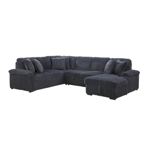 Ridge Collection 3-Piece Sectional with Pull-out Bed, Right Side Chaise and Hidden Storage