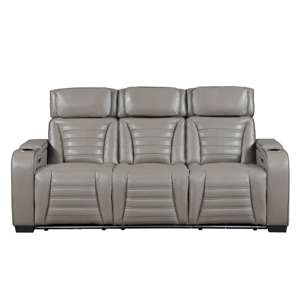 Cyber Collection Power Double Reclining Sofa with Center Drop-Down Cup Holders, Power Headrests, Storage Arms(Top and Side) ,Cup holders, Reading Lights, Wireless Charger, Air Massage, Heat, LED Lighting and Charging Ports
