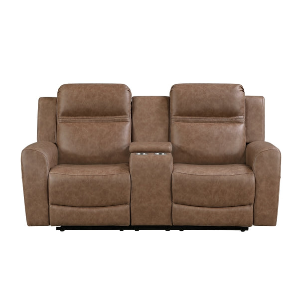 Hearth Collection Double Reclining Love Seat with Center Console