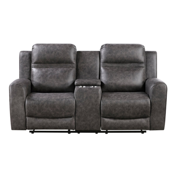 Hearth Collection Double Reclining Love Seat with Center Console