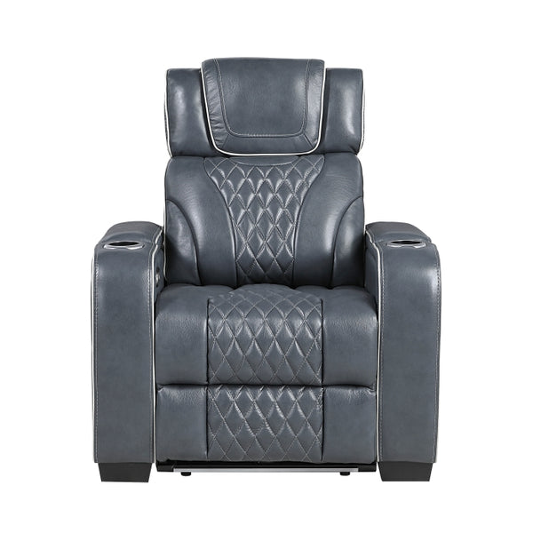 Apex Collection Power Reclining Chair with Power Headrest, Storage Arms with Cup Holders, Air Massage and Heat, LED Lighting and Charging Ports