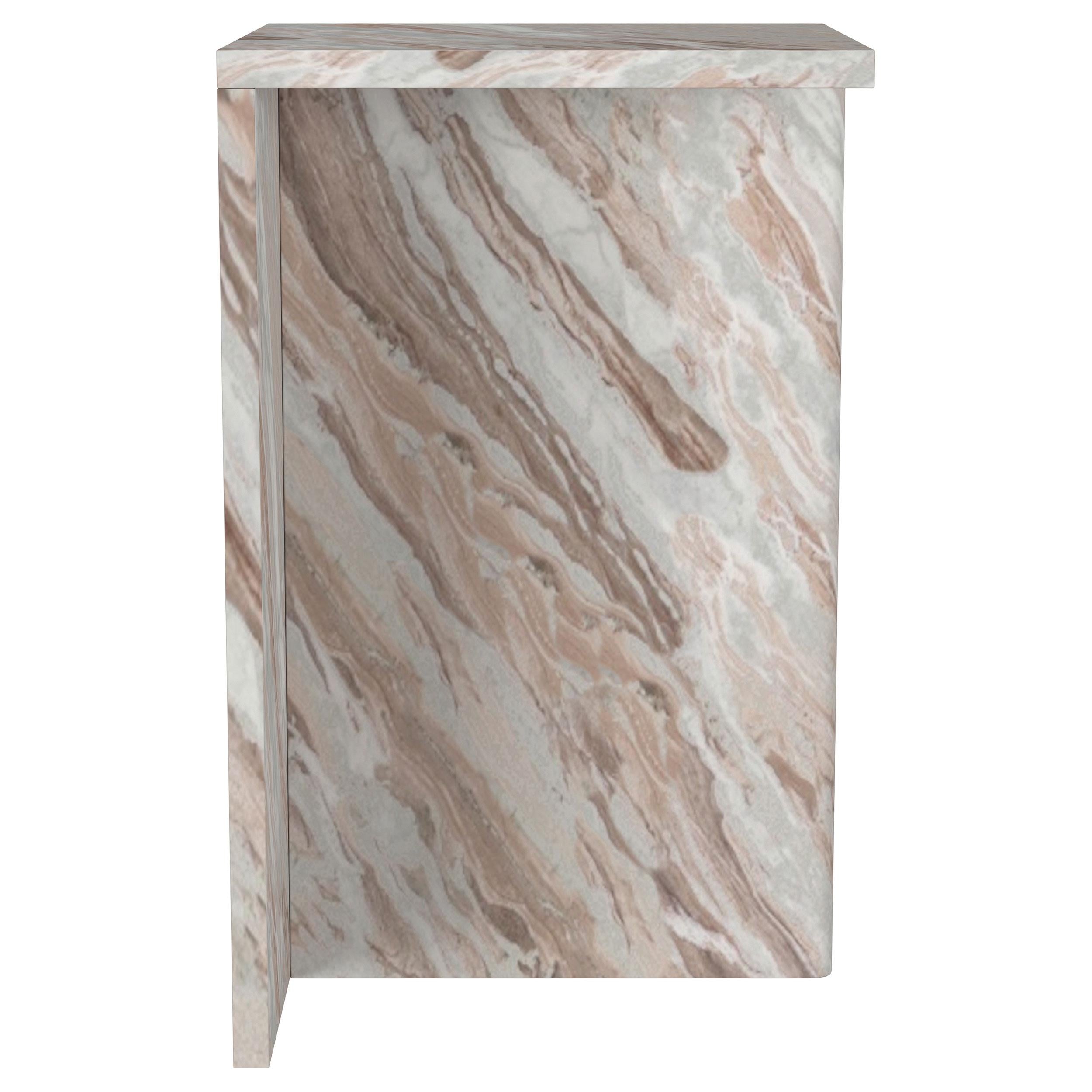 Bowdoin Genuine Marble Accent Side Table Grey