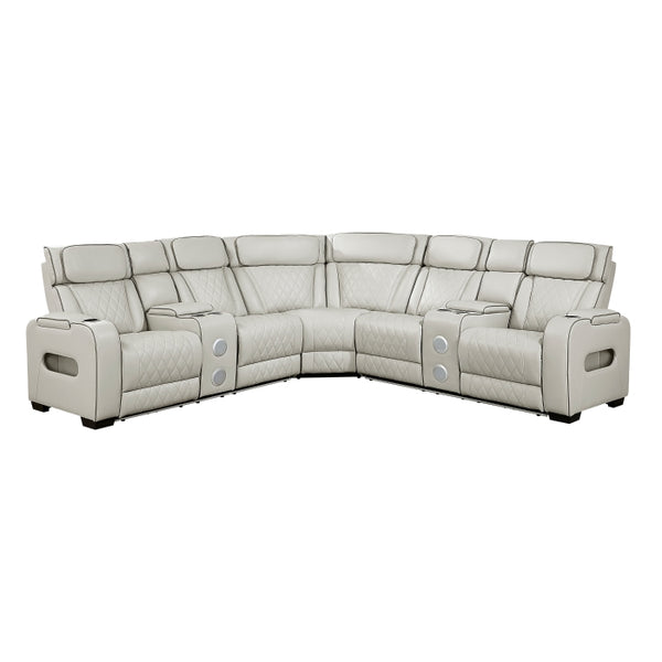 Fairway Collection 3-Piece Power Reclining Sectional with Consoles, Power Headrests, Storage Arms(Top and Side), Cup holders, Charging Ports, Wireless speakers and LED lighting