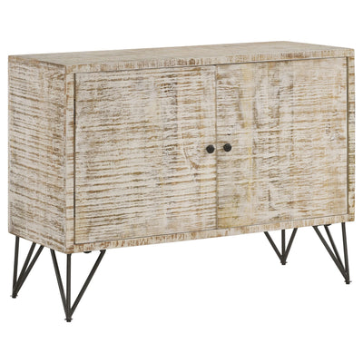 Gabinete de almacenamiento de madera de dos puertas Eileen, blanco lavado