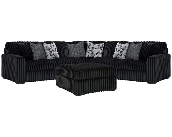 Midnight-Madness 3-Piece Sectional and Oversized Ottoman