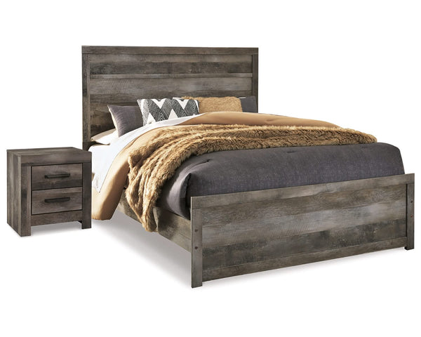 Cama Queen con paneles y mesita de noche Wynnlow