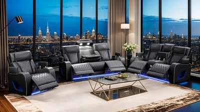 Aurora Massaging Leather Sofa & Loveseat Set
