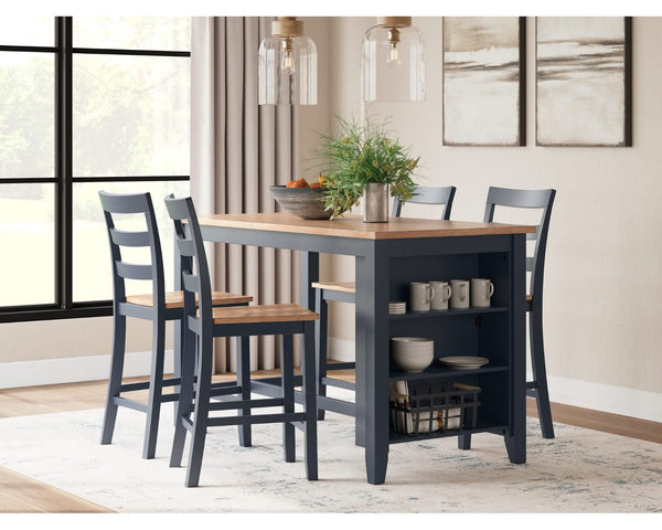 Gesthaven Counter Height Dining Table and 4 Barstools
