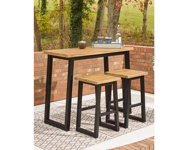 Juego de mesa de mostrador para exterior Town Wood (juego de 3)