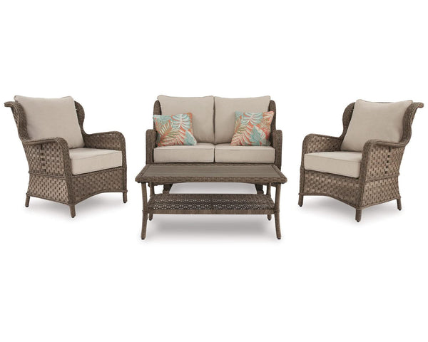 Loveseat de exterior Clear Ridge, dos sillones y mesa de centro