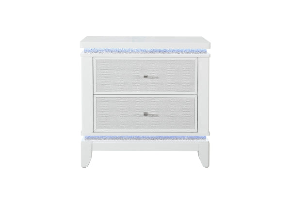 ALINA WHITE NIGHTSTAND WITH LED AND USB