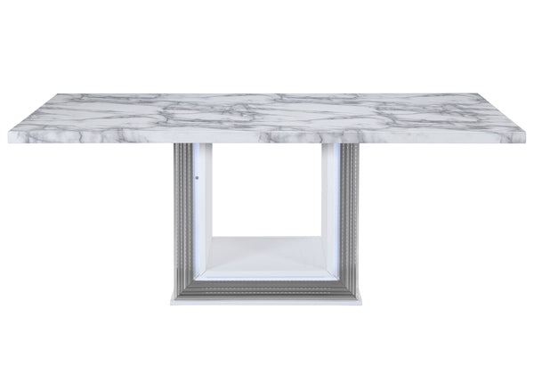 MESA DE COMEDOR DE MÁRMOL BLANCO YLIME