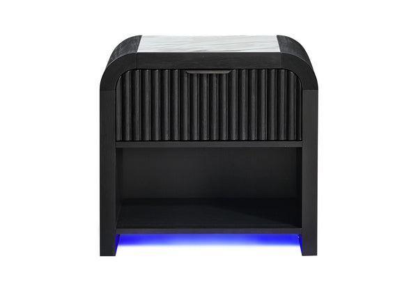 BECKETT WHT/BLK NIGHTSTAND W/LED & SPEAKER