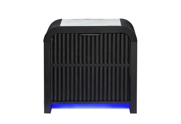 BECKETT WHITE/BLACK NIGHTSTAND WITH LED, COOLER AND SPEAKER
