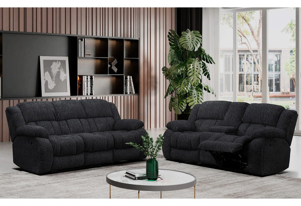 U250 EBONY RECLINING SOFA/CONSOLE RECLINING LOVESEAT