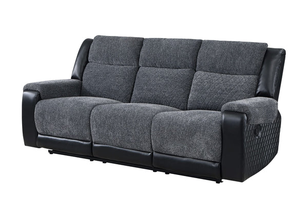 U5914 SOFÁ RECLINABLE GRIS/NEGRO
