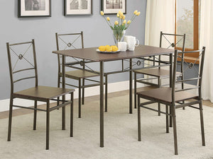 Juego de mesa de comedor rectangular Anna de 5 piezas en bronce oscuro
