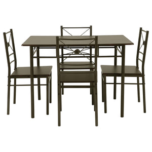Juego de mesa de comedor rectangular Anna de 5 piezas en bronce oscuro