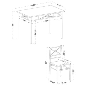 Juego de mesa de comedor rectangular Anna de 5 piezas en bronce oscuro