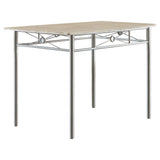 Juego de mesa de comedor rectangular Anna de 5 piezas, color plateado