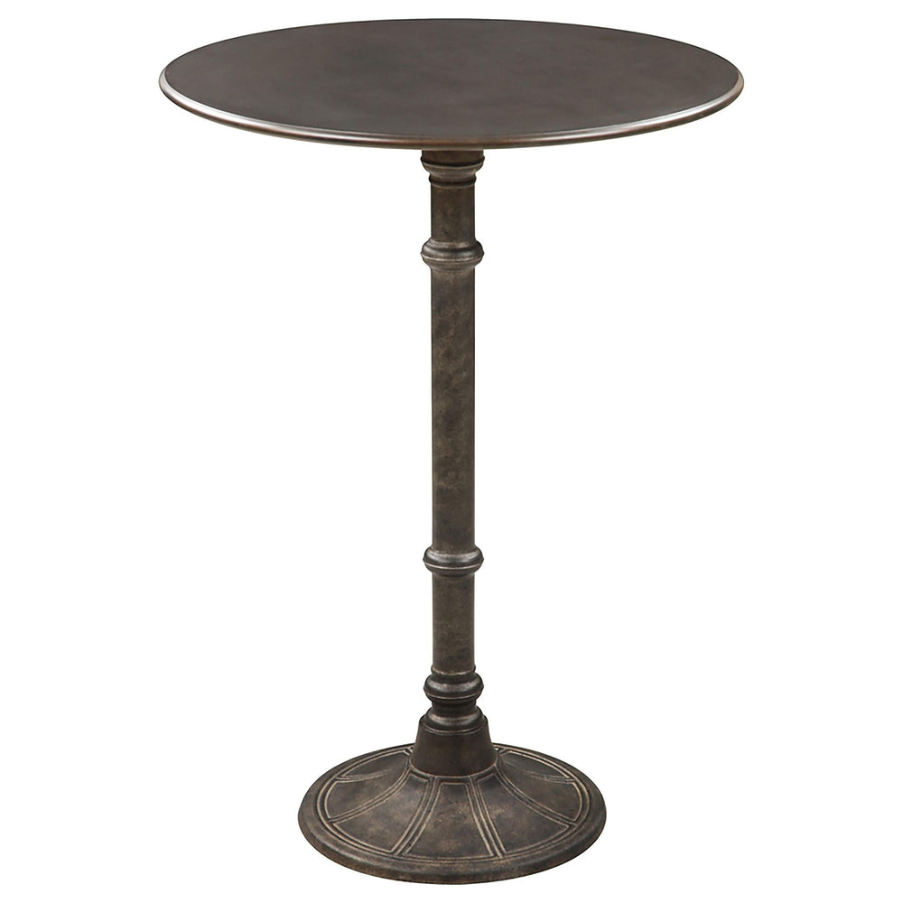 Mesa de bar bistró redonda Oswego de 30 pulgadas de altura, color rojizo oscuro
