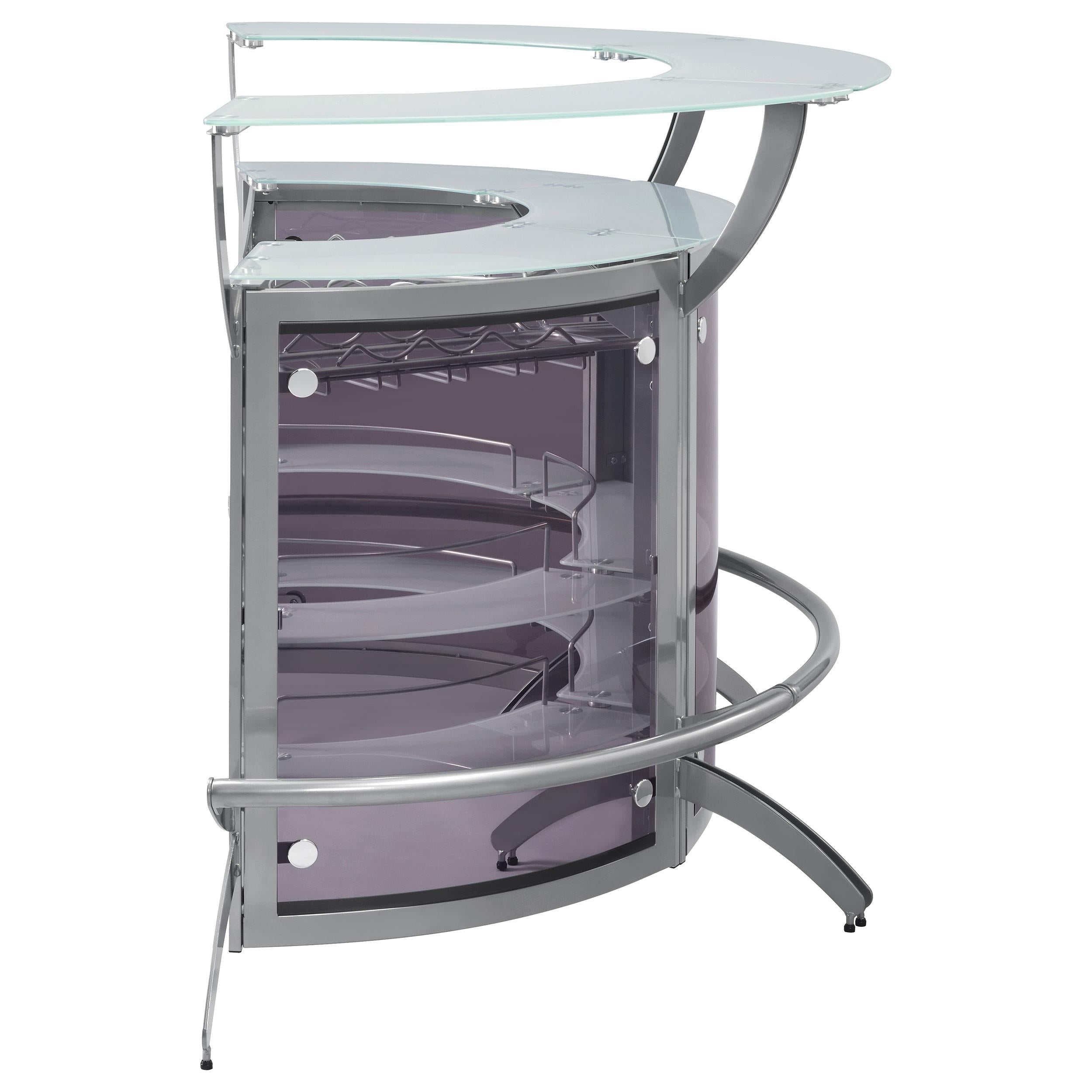 Dallas 3-piece Curved Freestanding Home Bar Cabinet Silver