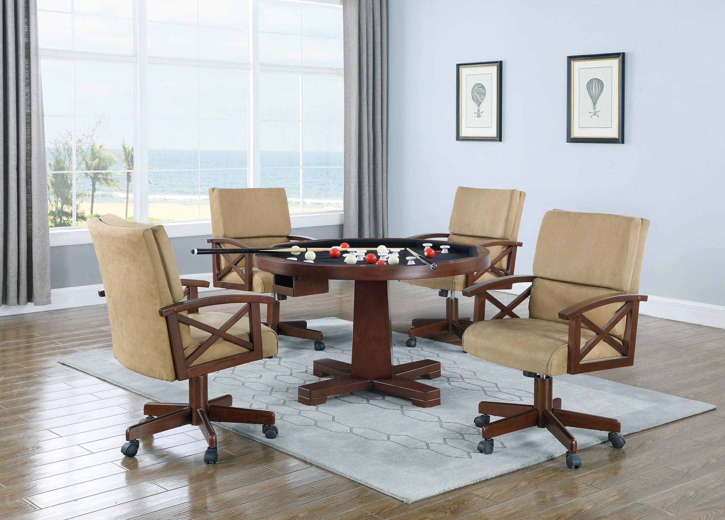 Juego de mesa de comedor y juego 3 en 1 Marietta de 5 piezas, color tabaco