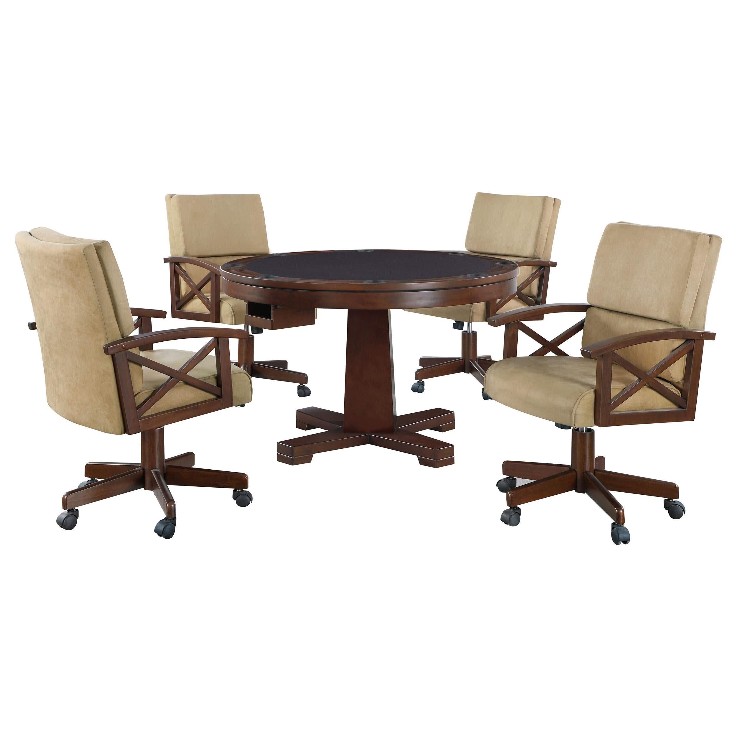 Juego de mesa de comedor y juego 3 en 1 Marietta de 5 piezas, color tabaco