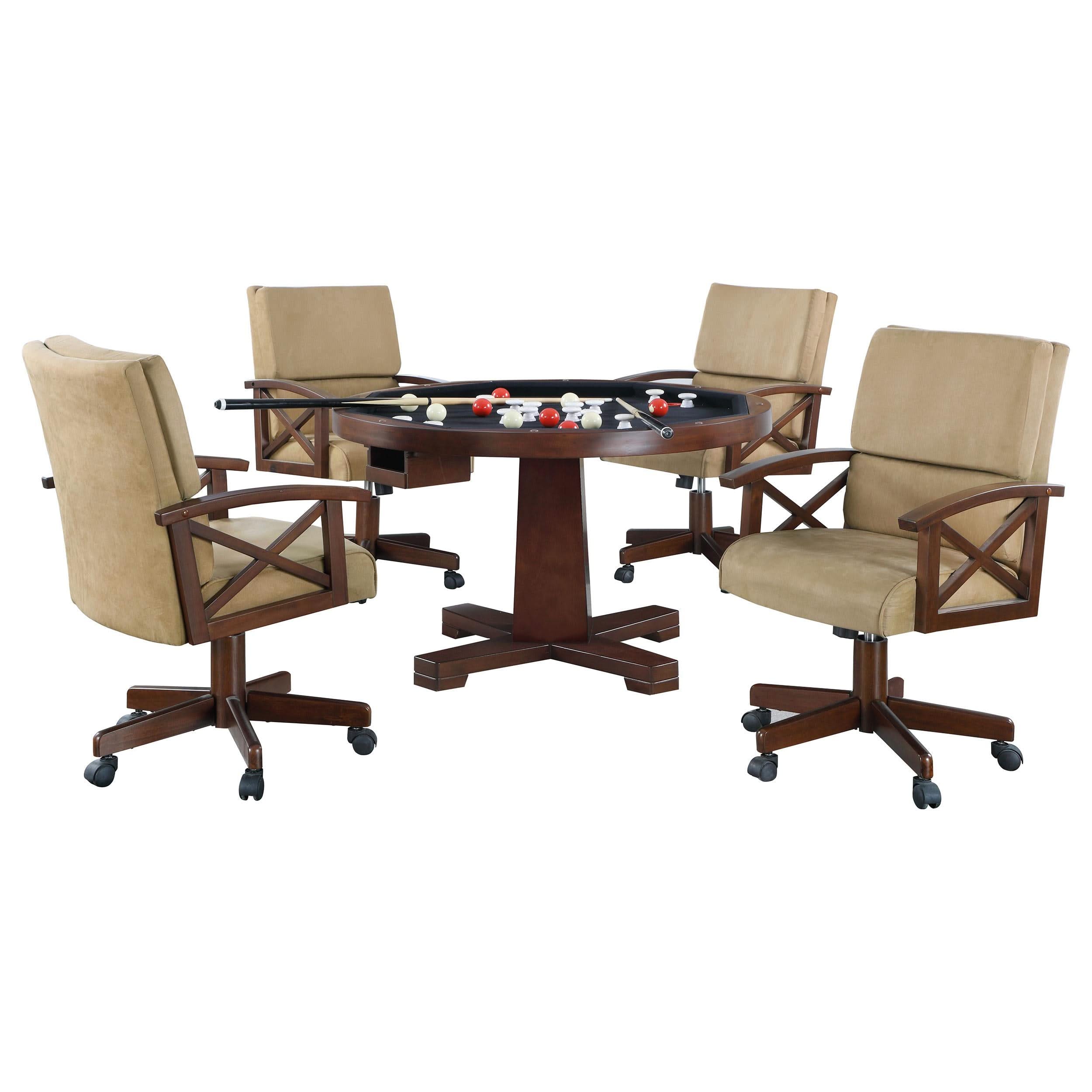 Juego de mesa de comedor y juego 3 en 1 Marietta de 5 piezas, color tabaco