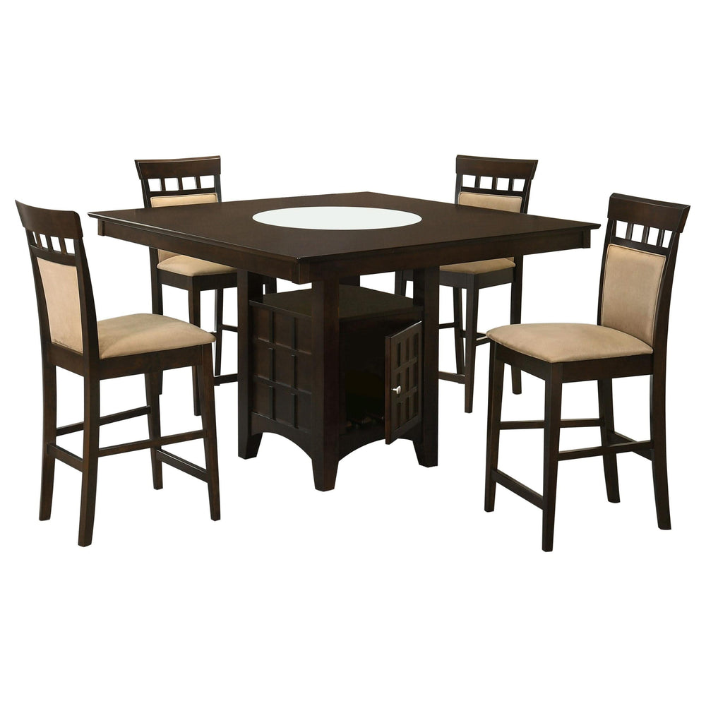 Juego de comedor Gabriel de 5 piezas cuadrado de altura de mostrador, color capuchino