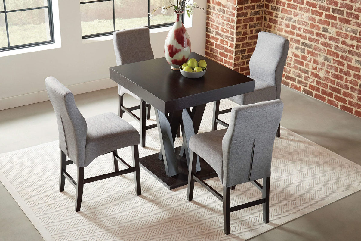 Mesa de comedor Freda Square de 36 pulgadas con altura de mostrador, color capuchino